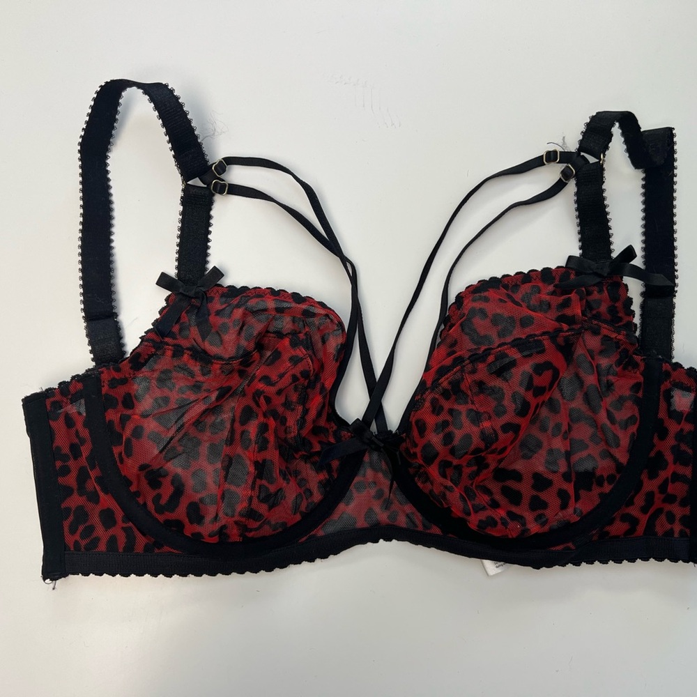 Playful Promises Leopard Print Red and Black Bra 30FF